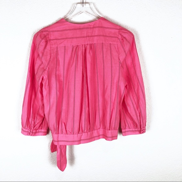 Madewell | pink striped wrap top size Medium - Picture 7 of 7